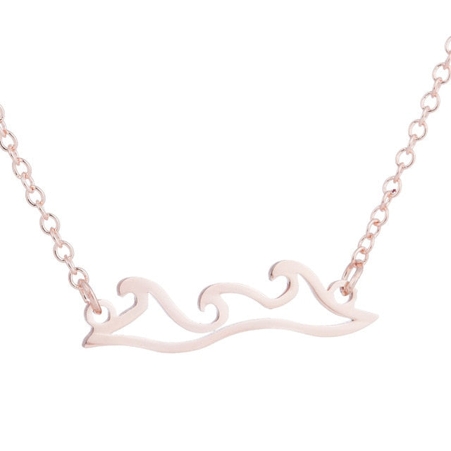 Stainless Steel Wave Necklaces & Pendants Beach Wedding Necklace Surfer Gift Tropical Wedding Jewelry - AstroVerse™