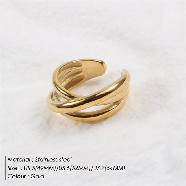 Stainless Steel Cross Ring Wide Band - Multilayer Design Women's Wedding - AstroVerse™
