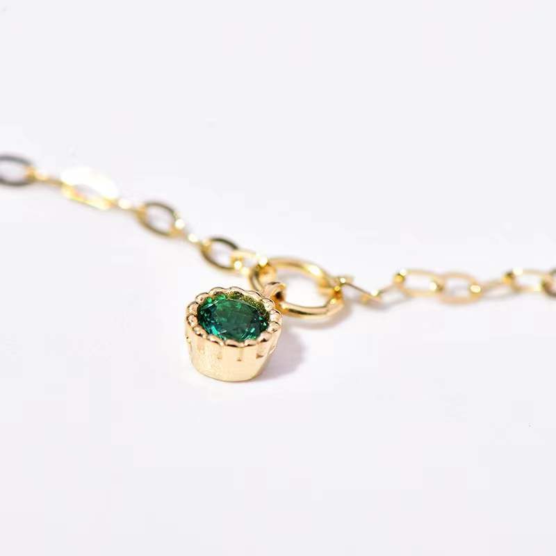 S925 Sterling Silver Plated 14K Gold Anklet Female Ins Style Temperament All-Match Emerald Diamond High-End Summer Anklet - AstroVerse™