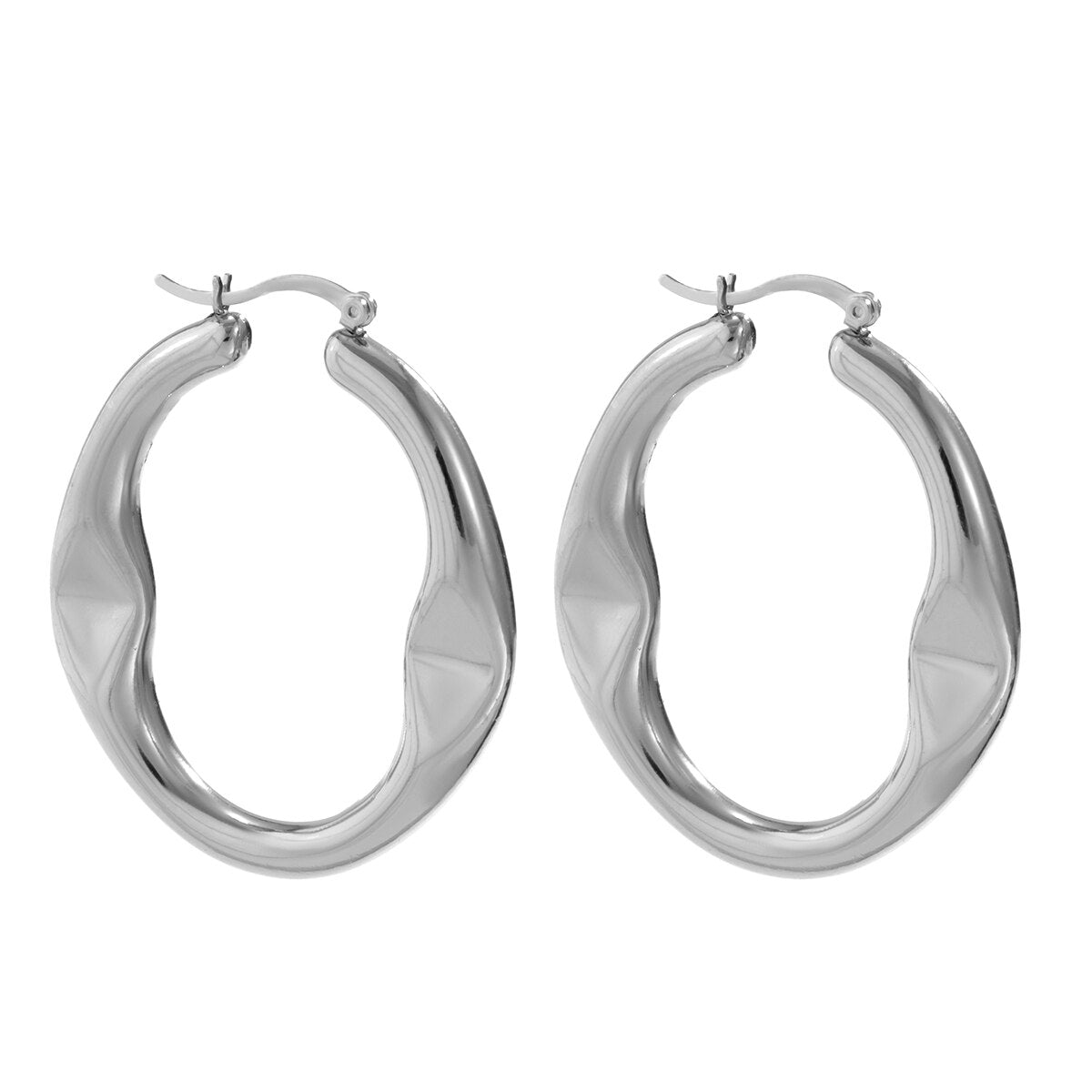 U-Shape Hollow Earrings - Geometric Oval Gold Metal Women's - AstroVerse™