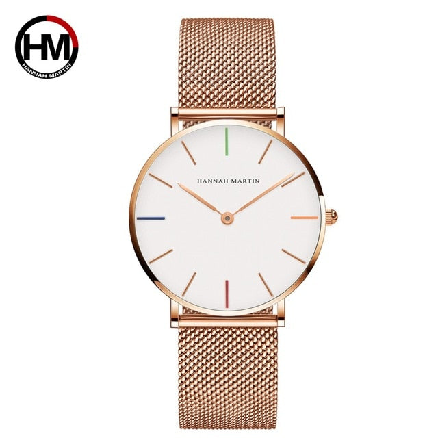 Luxury Rose Gold Mesh Watch - 36mm Japanese Quartz - AstroVerse™