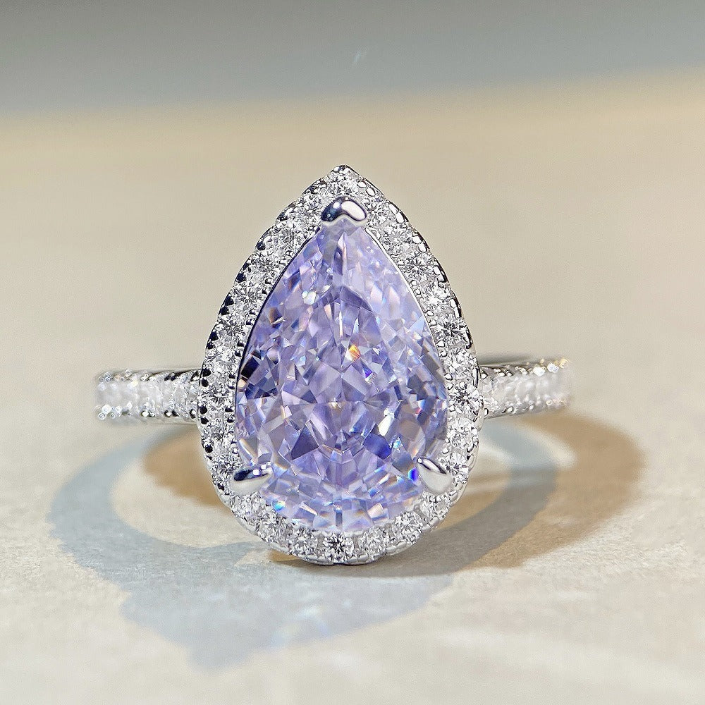 925 Sterling Silver Lavender Ring - Pear Shaped Purple Zircon - AstroVerse™