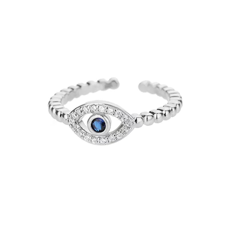Turkish Evil Eye Ring Gold Plated - Adjustable Zircon Open Band - AstroVerse™