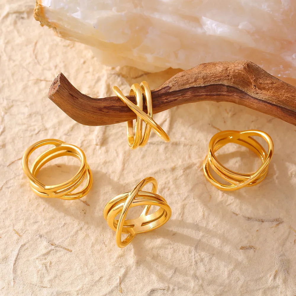 18K Gold-Plated Crisscross Ring - AstroVerse™