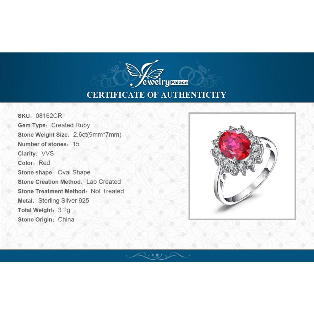 Princess Diana William Engagement Wedding Created Red Ruby Ring Set Pure 925 Sterling Silver Jewelry - AstroVerse™
