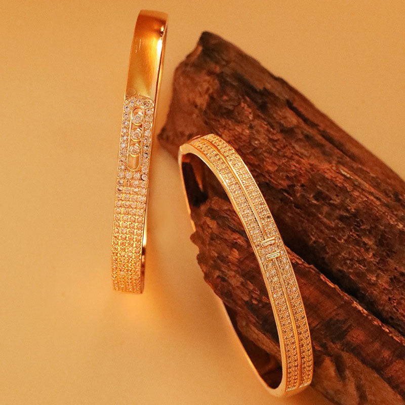 Hot selling copper micro inlaid jewelry supply, plated with real gold and zirconium inlaid bracelets, simple and personalized - AstroVerse™