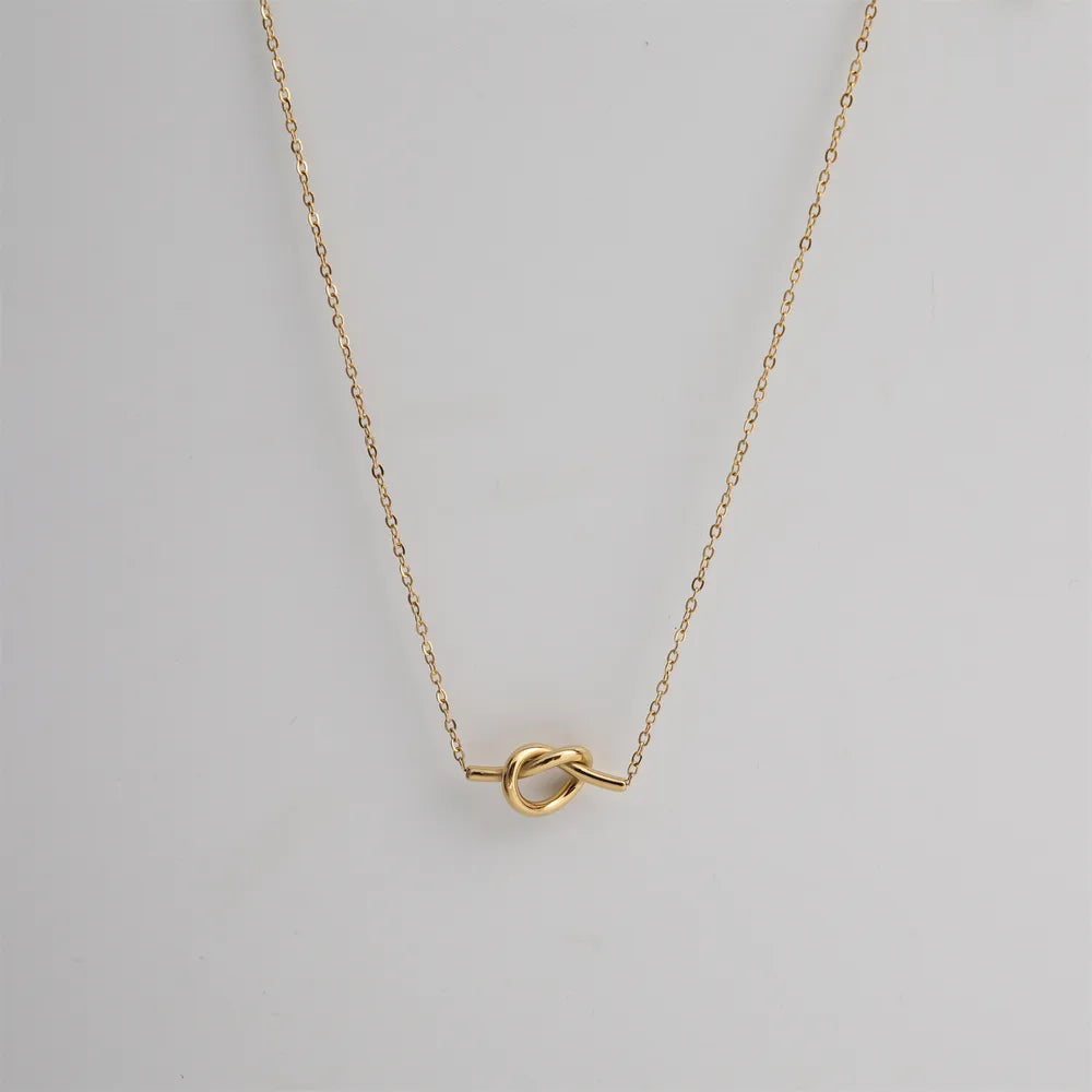 18K Gold Plated Love Knot Necklace - Titanium Steel Delicate Chain - AstroVerse™