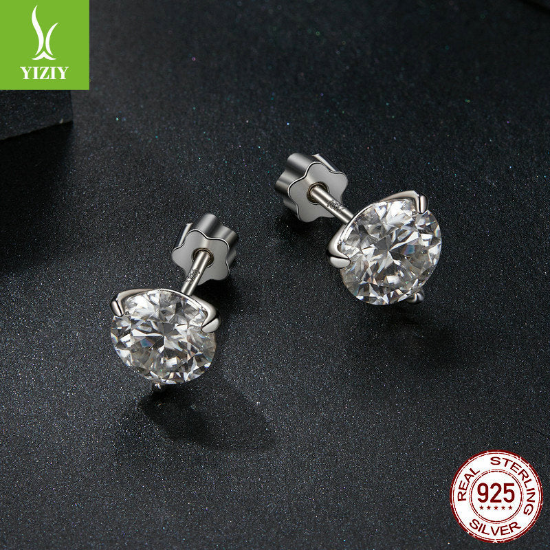 Moissanite Stud Earrings 925 Sterling Silver - Platinum Plated Three Claw - AstroVerse™