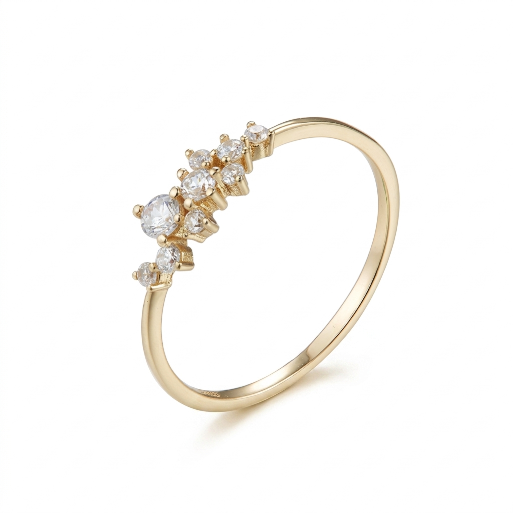 Sterling silver zircon gold-plated minimalist stacking ring with Gemini symbol design, stylish jewelry by eprolo