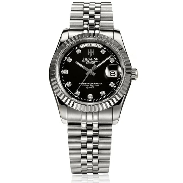 Holuns Men Watches Luxury Top Brand Gold Diamond Role Quartz Stainless Steel Calendar Relogio Masculino Wrist Watch Clock - AstroVerse™