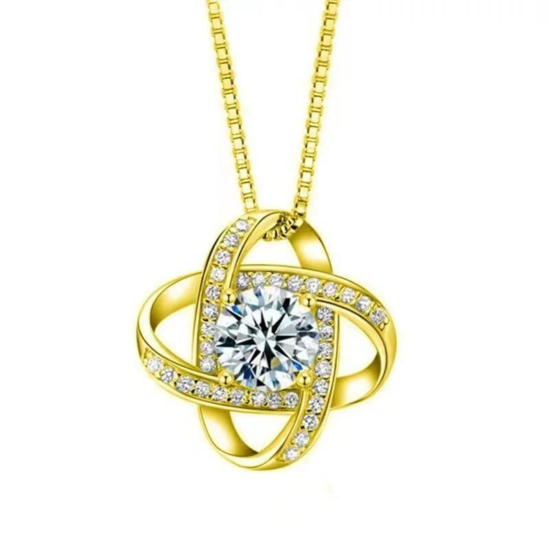 S925 Sterling Silver Clover Necklace Full Diamond Pendant - AstroVerse™