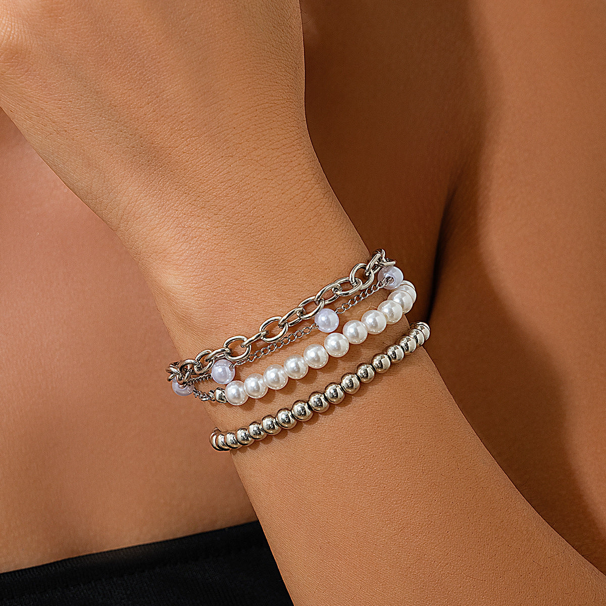 4-Piece Layered Bracelet Set - Gold Beaded & Pearl Stack Bracelets - AstroVerse™