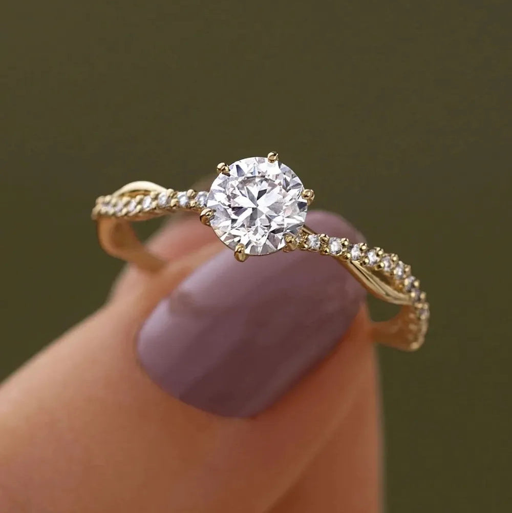 925 Sterling Silver Zircon Ring - Gold Plated Stone Band Sizes 6-9 - AstroVerse™