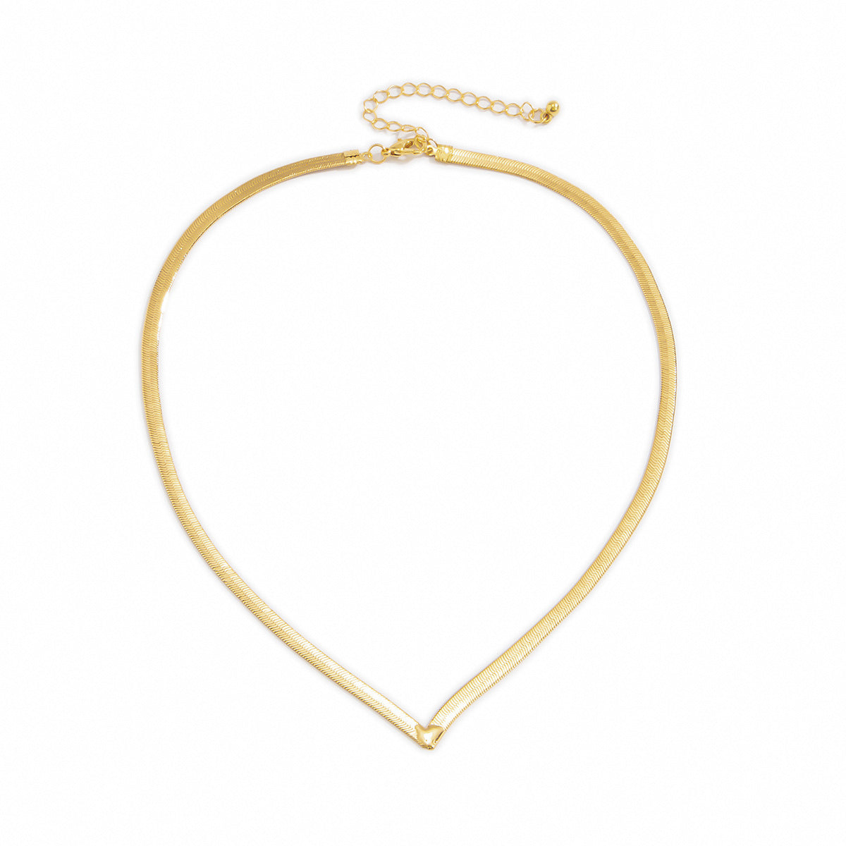 Metal snake bone V-chain necklace with street style design, featuring a sleek and modern look in silver tones.