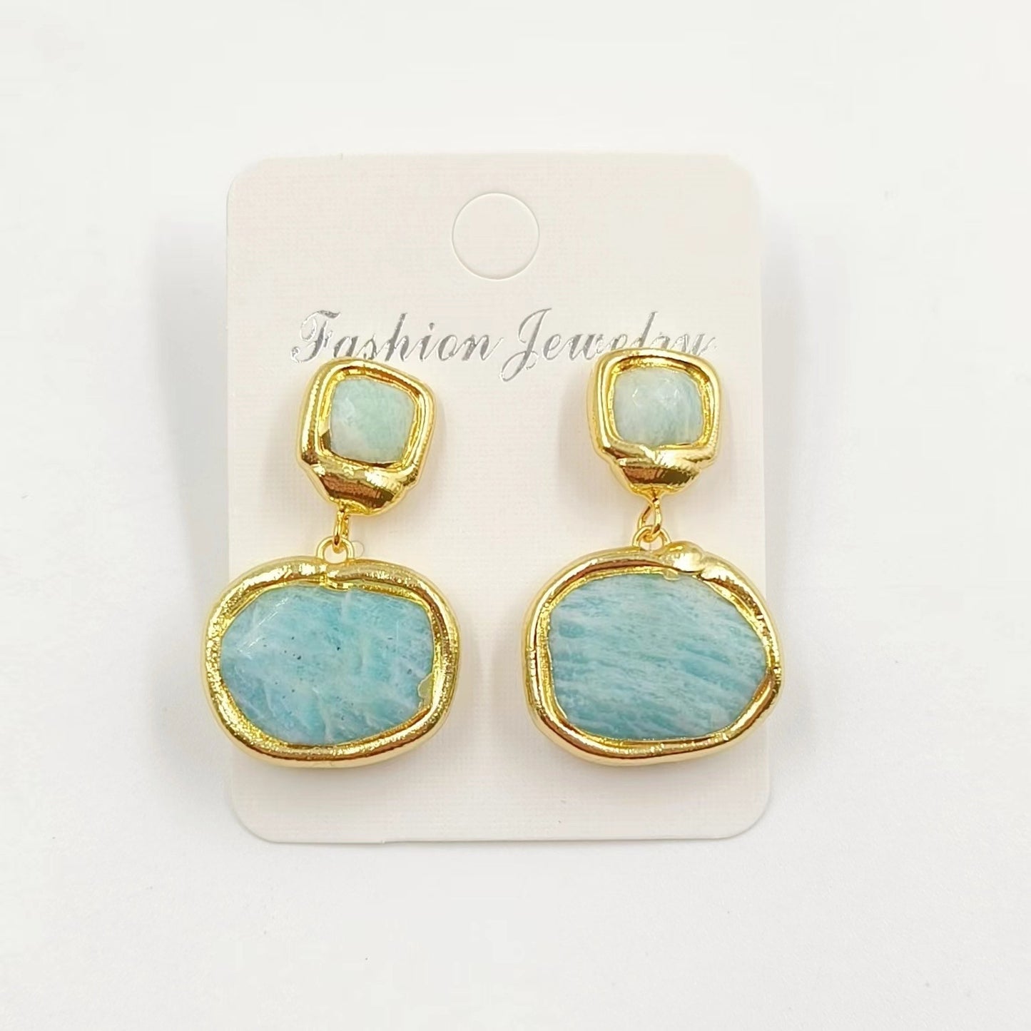 Transparent Gemstone Dangle Earrings - Double Hoop Water Drop Crystal - AstroVerse™