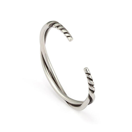 Handmade Twisted Wire Bracelet Men's Trendy Retro Pure Silver Open Bracelet Niche Design Jewelry - AstroVerse™