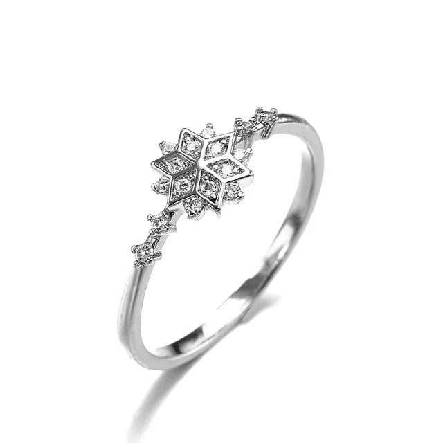 Snowflake Zircon Ring 925 Silver - 14K Gold or Platinum Plated - AstroVerse™