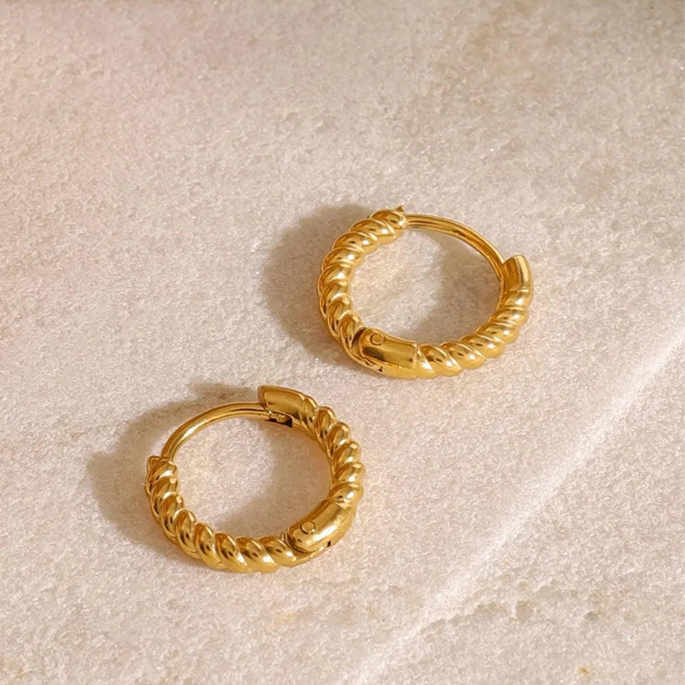 18K Gold Plated Huggie Earrings - Stainless Steel Small Hoop Studs - AstroVerse™
