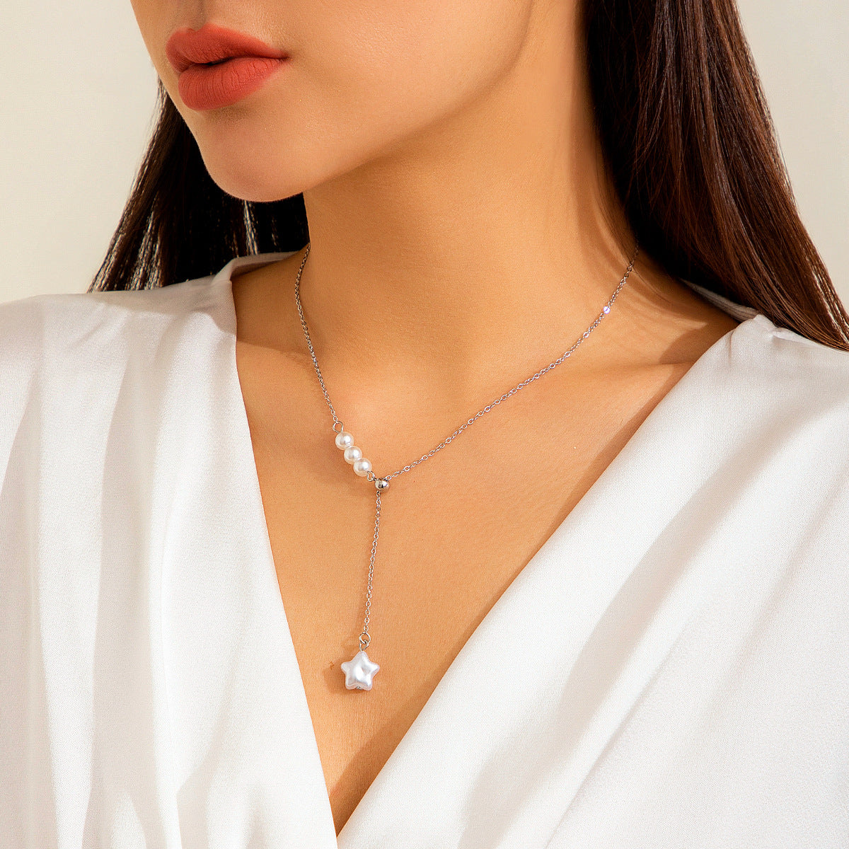 Layered Pearl Pendant Necklace - Gold Adjustable Chain - AstroVerse™