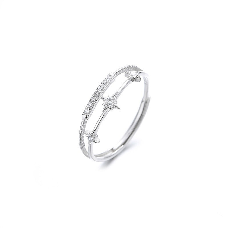 Jewelry S925 Silver Octomoment Double Layer Ring Ins Trendy Niche Design Index Finger Ring Fashion Open Women's Ring