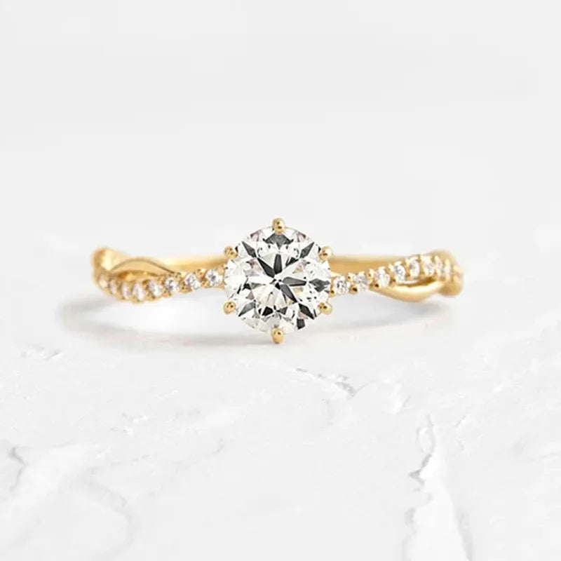 925 Sterling Silver Zircon Ring - Gold Plated Stone Band Sizes 6-9 - AstroVerse™