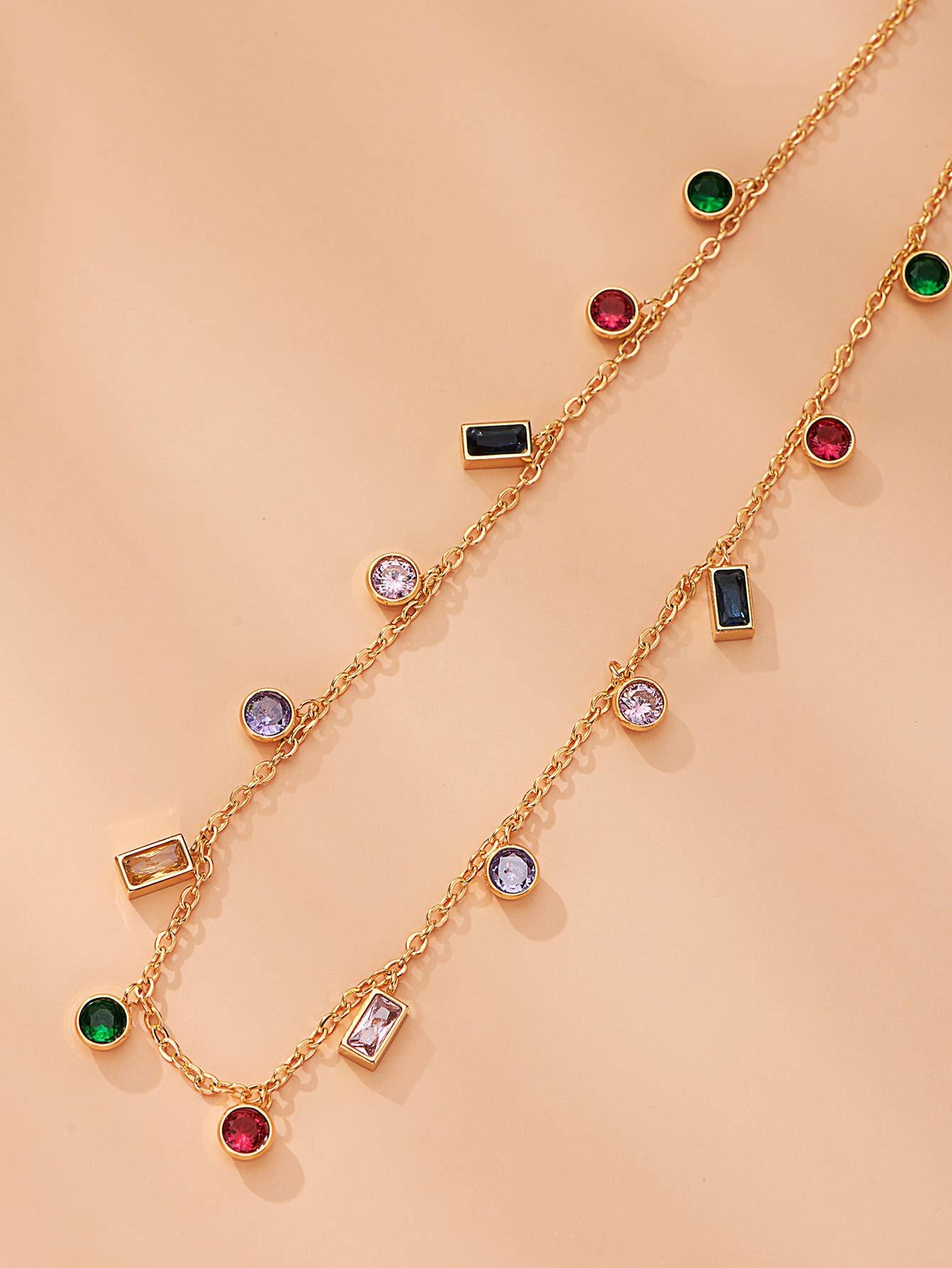 Colorful Zircon Necklace - Geometric Circle Pendant Statement Necklace - AstroVerse™