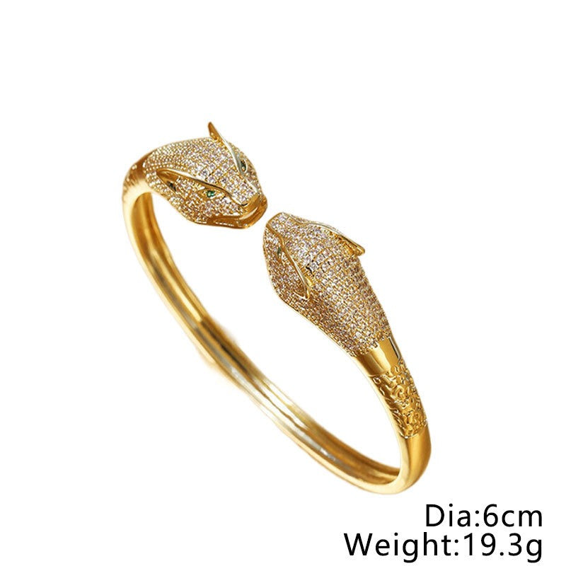 18K Gold platted Micro Set Zircon Leopard Bracelet Female - AstroVerse™