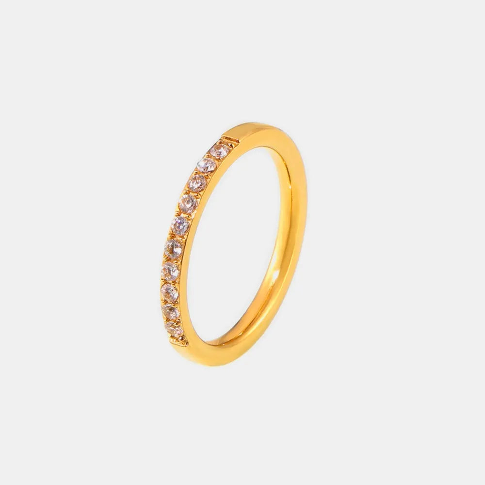 Minimalist Zircon Stacking Ring - Titanium Steel PVD Plated Thin Band - AstroVerse™