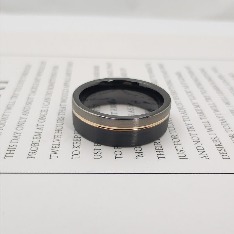 Two-Tone Tungsten Ring - Brushed and Polished Band Men Women - AstroVerse™