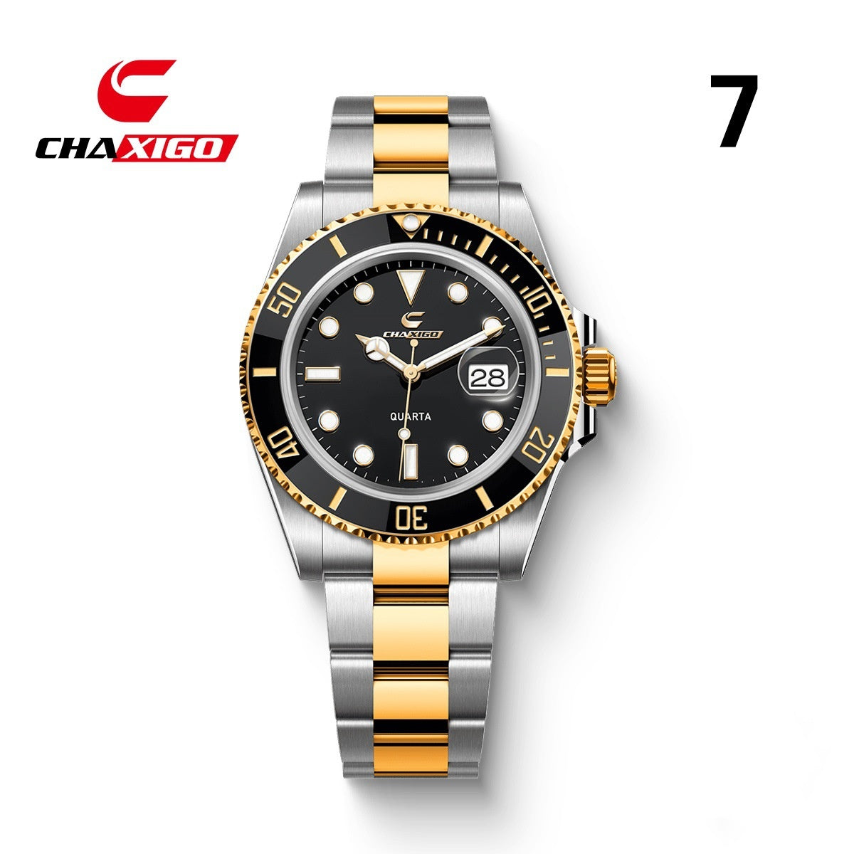 Swiss Brand CHAXIGO Men's Watch Green Submariner Style Waterproof Versatile Alloy Quartz Watch - AstroVerse™