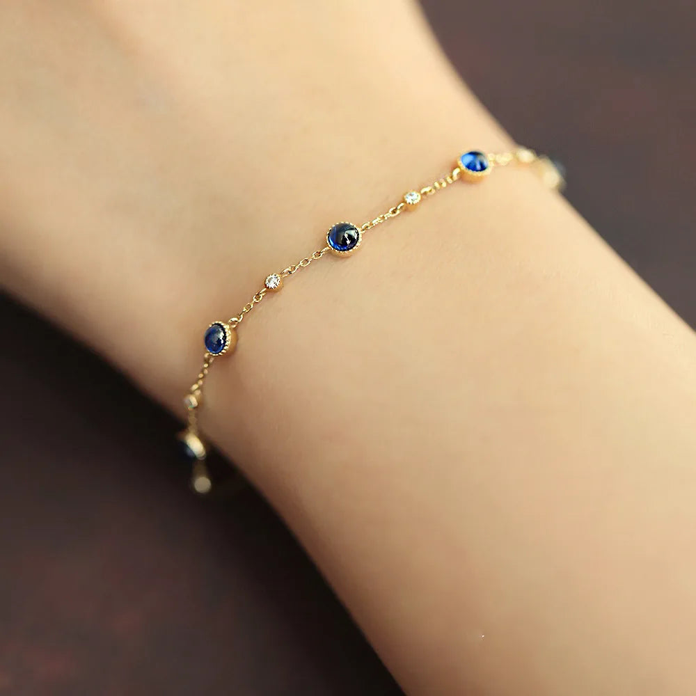 Delicate Blue Zircon Bracelet 925 Silver - Gold Plated Thin Chain - AstroVerse™