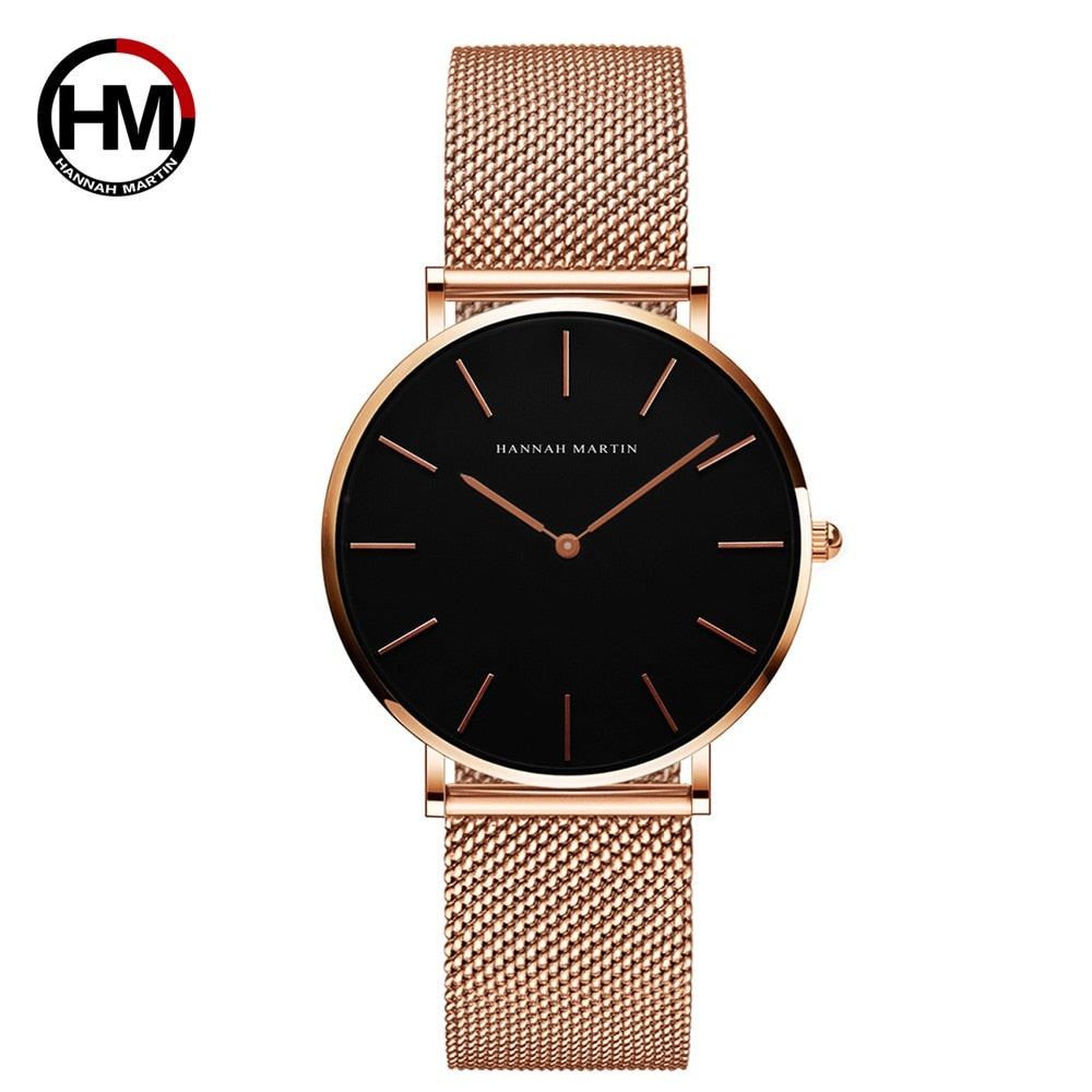 Luxury Rose Gold Mesh Watch - 36mm Japanese Quartz - AstroVerse™
