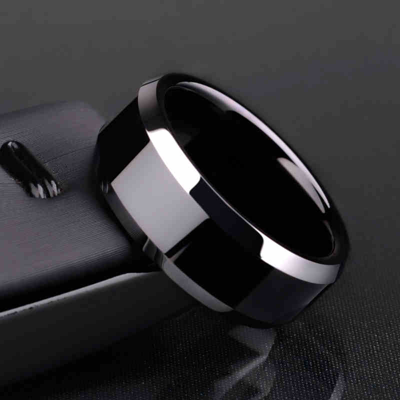 Black Titanium Ring Men's - 8mm Wide Band Sizes 6-13 - AstroVerse™