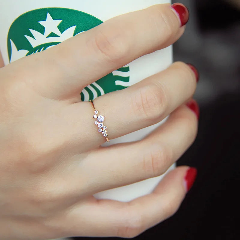 925 Sterling Silver Zircon Ring - Gold Plated Minimalist Stacking Ring - AstroVerse™