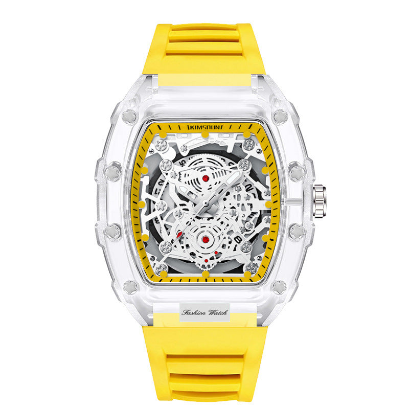 KIMSDUN Barrel Watch Men - Transparent Quartz 47mm Waterproof Sports - AstroVerse™