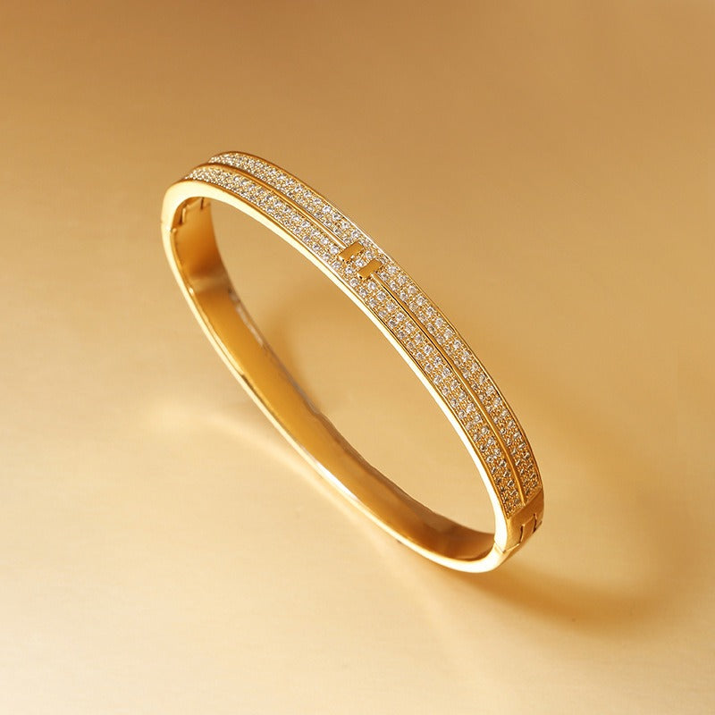 Hot selling copper micro inlaid jewelry supply, plated with real gold and zirconium inlaid bracelets, simple and personalized - AstroVerse™
