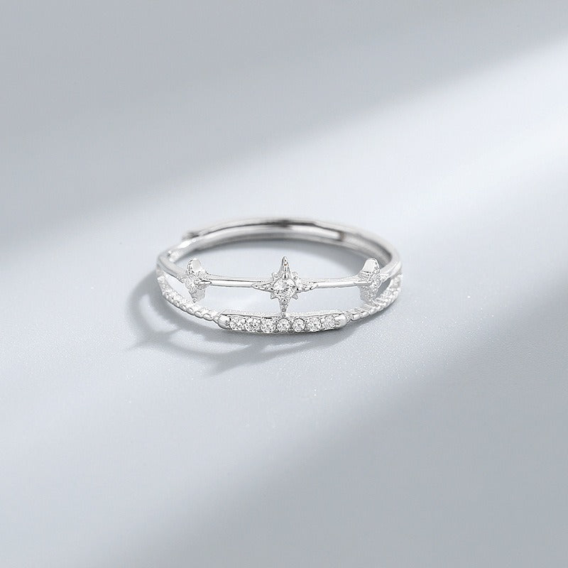 Jewelry S925 Silver Octomoment Double Layer Ring Ins Trendy Niche Design Index Finger Ring Fashion Open Women's Ring