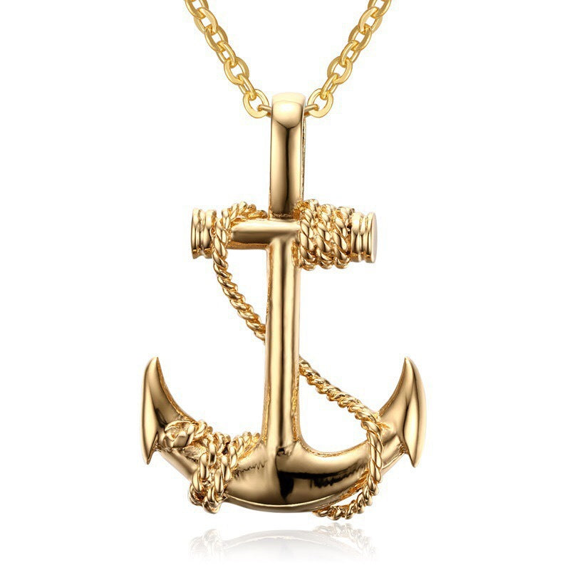 Men's stainless steel anchor pendant in Pirates of the Caribbean style, featuring detailed design and nautical theme.