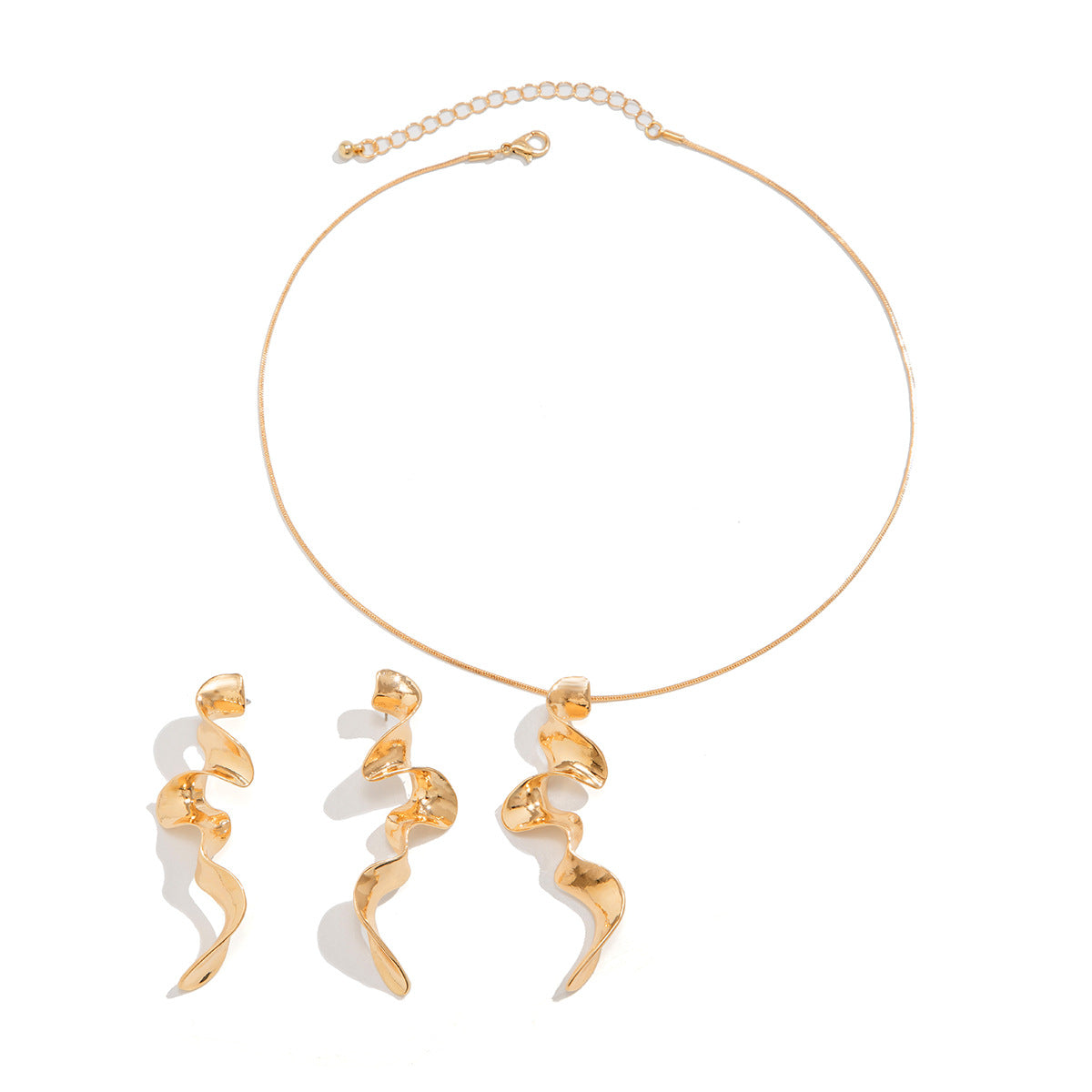 Cold Wind Geometric Twist Design Necklace Spiral Liquid Metal Necklace