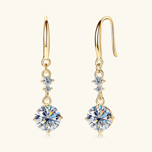 2 Carat Moissanite Earrings 925 Silver - Drop Dangle 29.3mm Certified - AstroVerse™