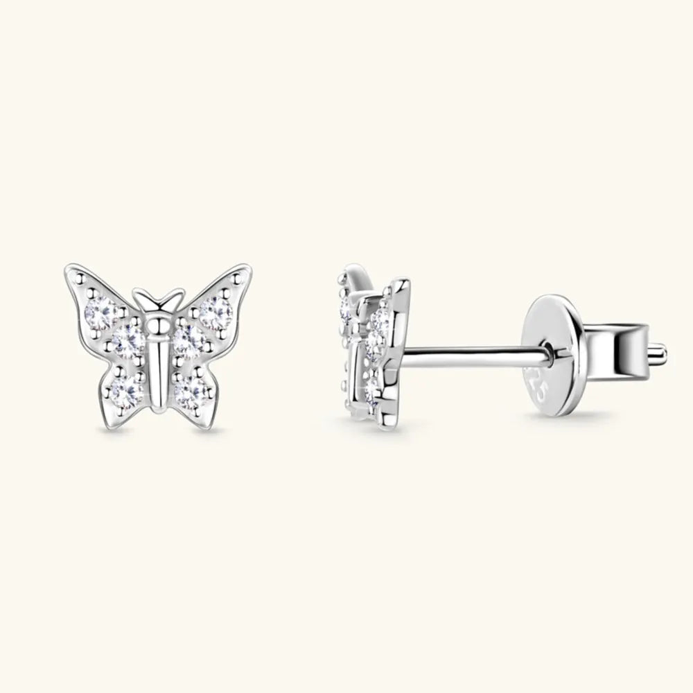 Moissanite 925 Sterling Silver Butterfly Stud Earrings - AstroVerse™