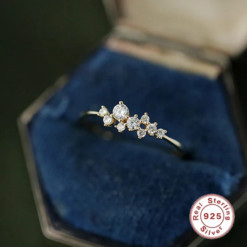 925 Sterling Silver Zircon Ring - Gold Plated Minimalist Stacking Ring - AstroVerse™