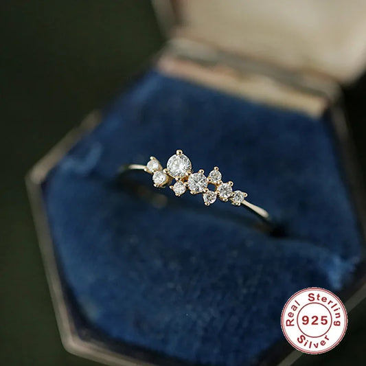 925 Sterling Silver Zircon Ring - Gold Plated Minimalist Stacking Ring - AstroVerse™