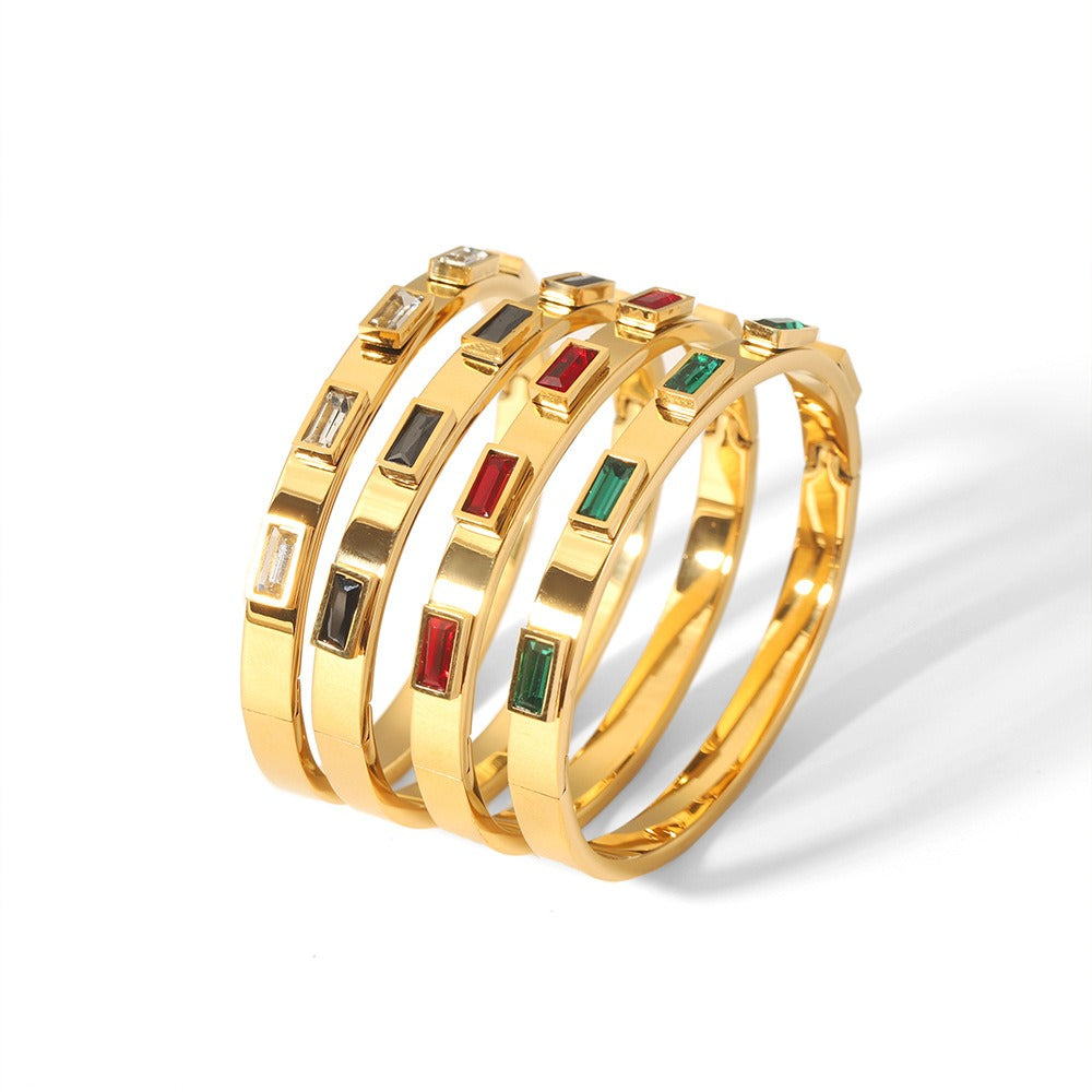 Geometric Bracelet Stainless Steel Zircon Bracelet Fashion Retro Titanium Steel Bracelet - AstroVerse™