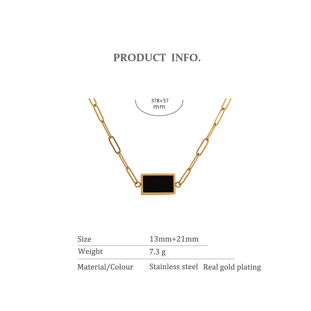 Yhpup Temperament Square Pendant Stainless Steel Necklace – Gold Plated - AstroVerse™