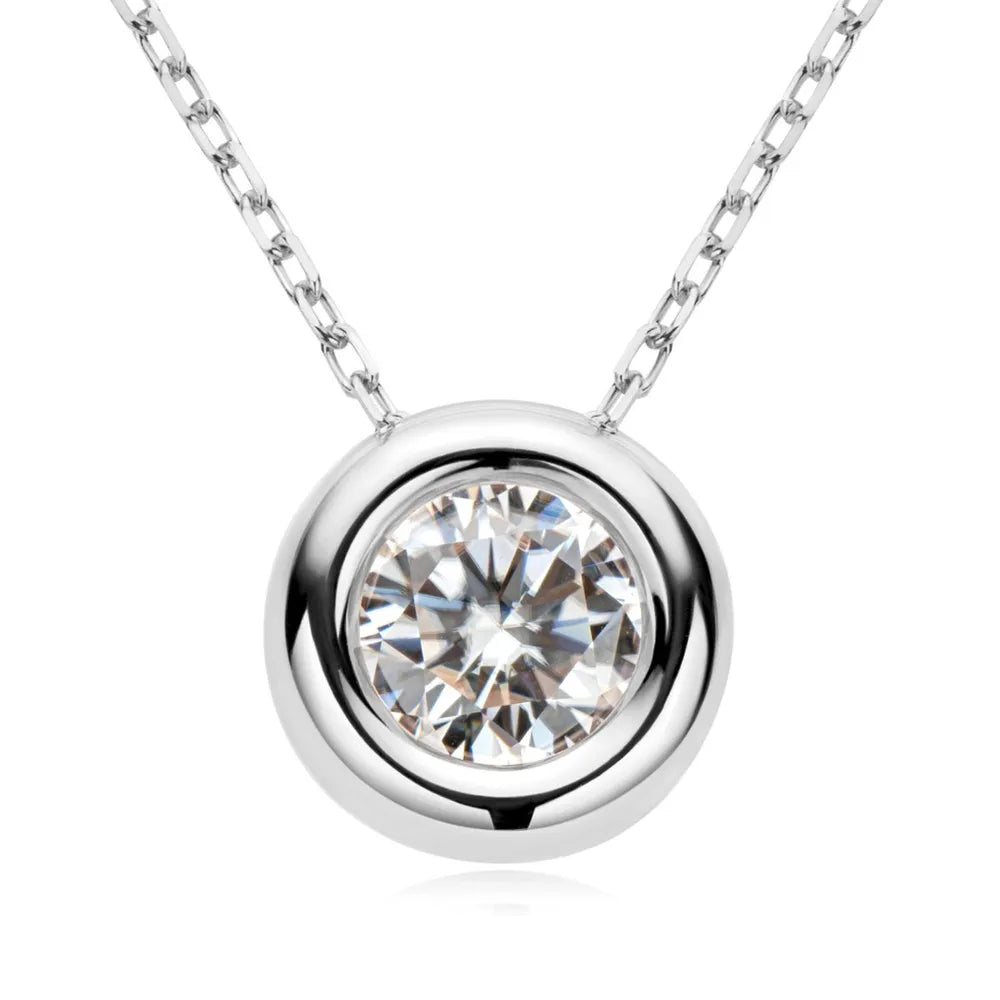 1 Carat Moissanite Necklace 925 Sterling Silver - D VVS1 Certified Round - AstroVerse™