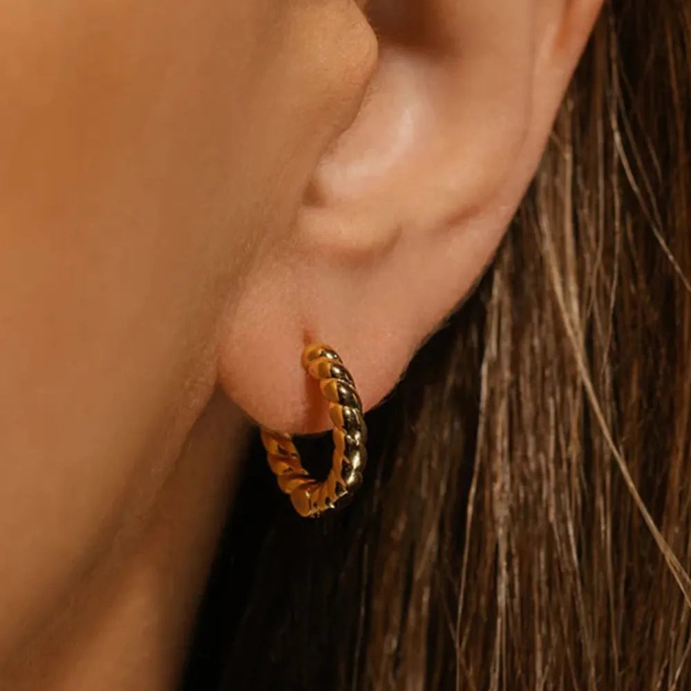 18K Gold Plated Huggie Earrings - Stainless Steel Small Hoop Studs - AstroVerse™