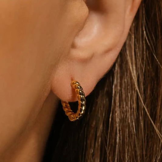 18K Gold Plated Huggie Earrings - Stainless Steel Small Hoop Studs - AstroVerse™