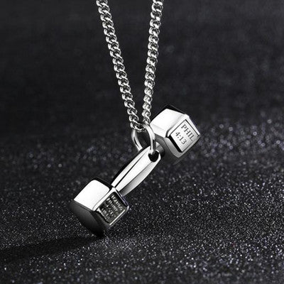 Korean Fashion Fitness Dumbbell Necklace – Titanium Steel Pendant - AstroVerse™