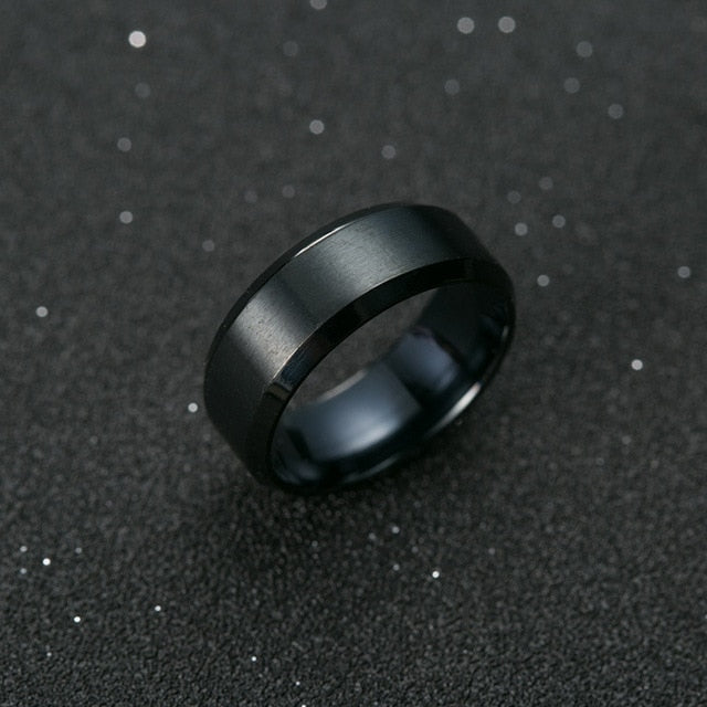 Black Titanium Ring Men's - 8mm Wide Band Sizes 6-13 - AstroVerse™